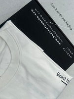 Load image into Gallery viewer, White 'Bold is to be' t-shirt. 10)% sustainable organic cotton delivered in an eco-friendly packaging box.