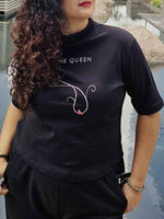Load image into Gallery viewer, Turtle Neck - The Queen - Black - Women's T-shirt