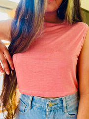 100% Bamboo Sleeveless Tank Top - Salmon Pink - Women's T-shirt