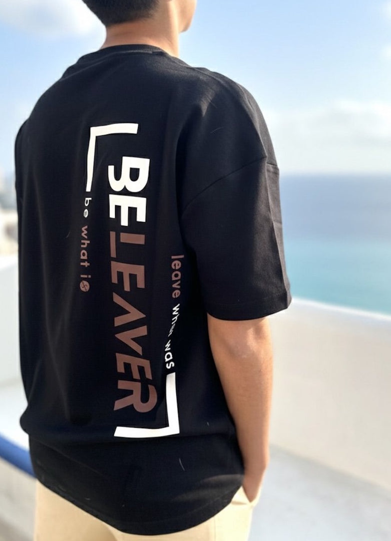 BeLeaver - Charcoal Black - Oversized - Men's T-shirt