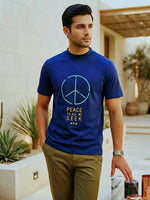 Load image into Gallery viewer, Peace Is All We Seek - Navy Blue - Classic Fit - Men's T-shirt