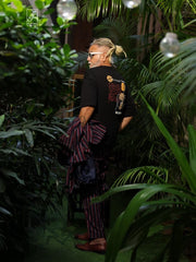 Spirited Soul The Monk charcoal black oversized men’s t-shirt back view on model showing relaxed oversized fit