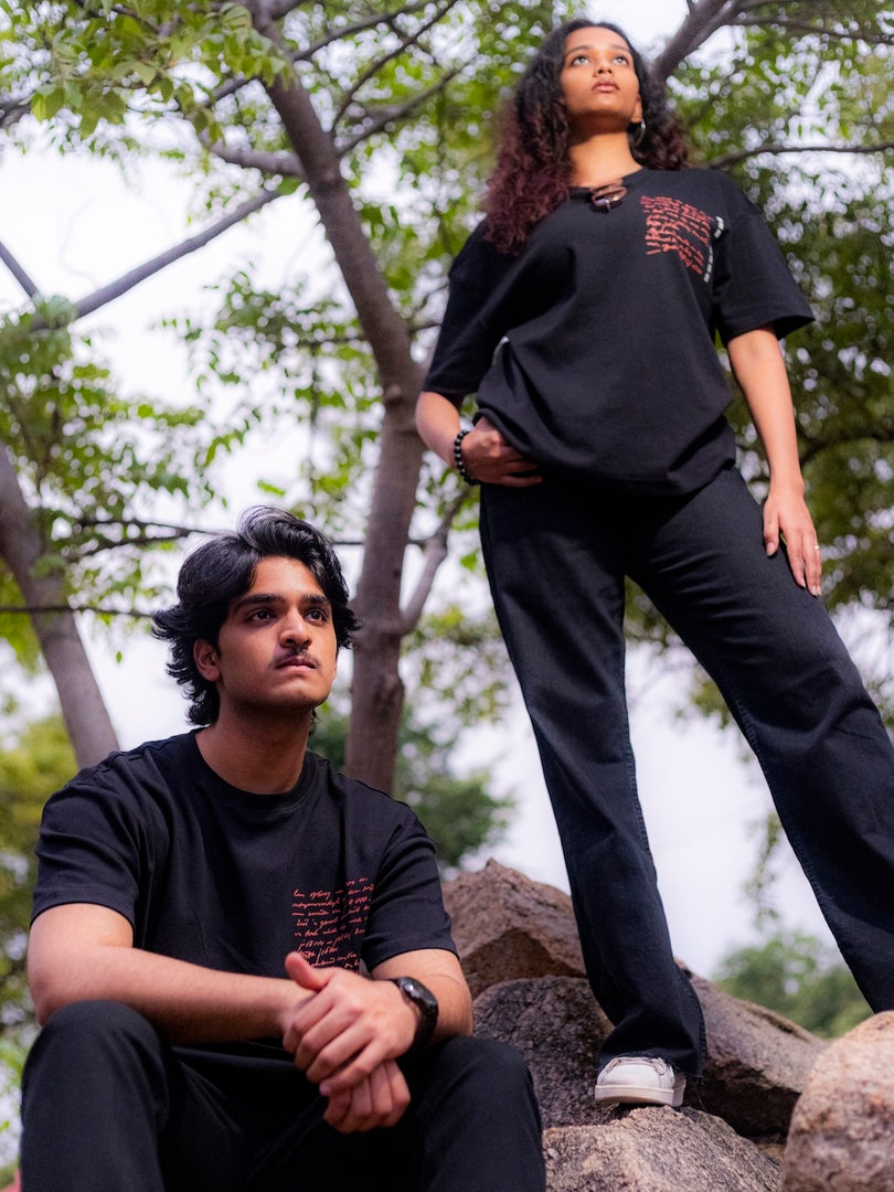 Spirited Soul - The Monk - Charcoal Black - Oversized - Men's T-shirt